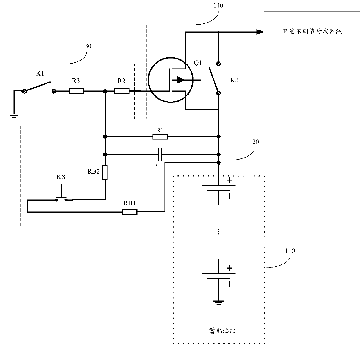 Satellite autonomous power supply control circuit based on satellite-rocket separation