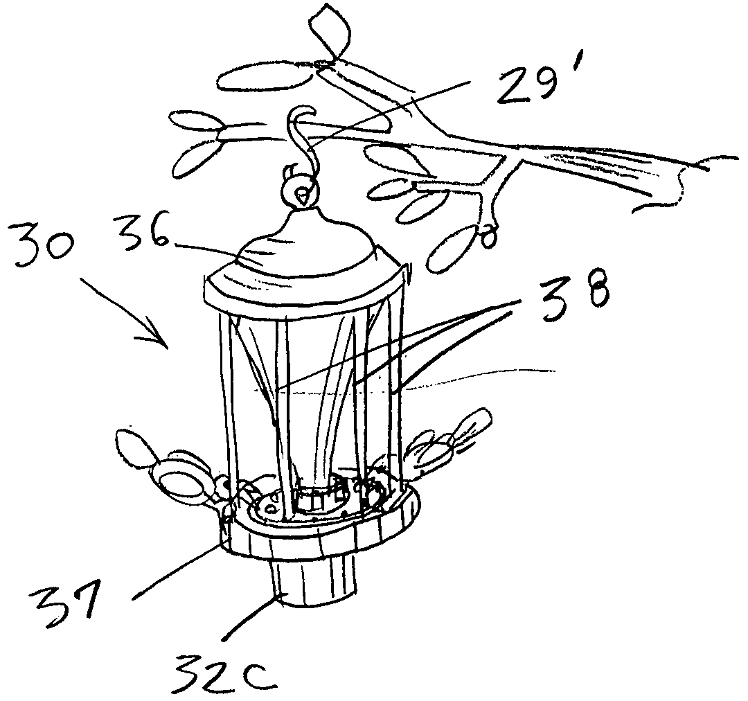 Bird and animal feeder arrangement and article hanging method