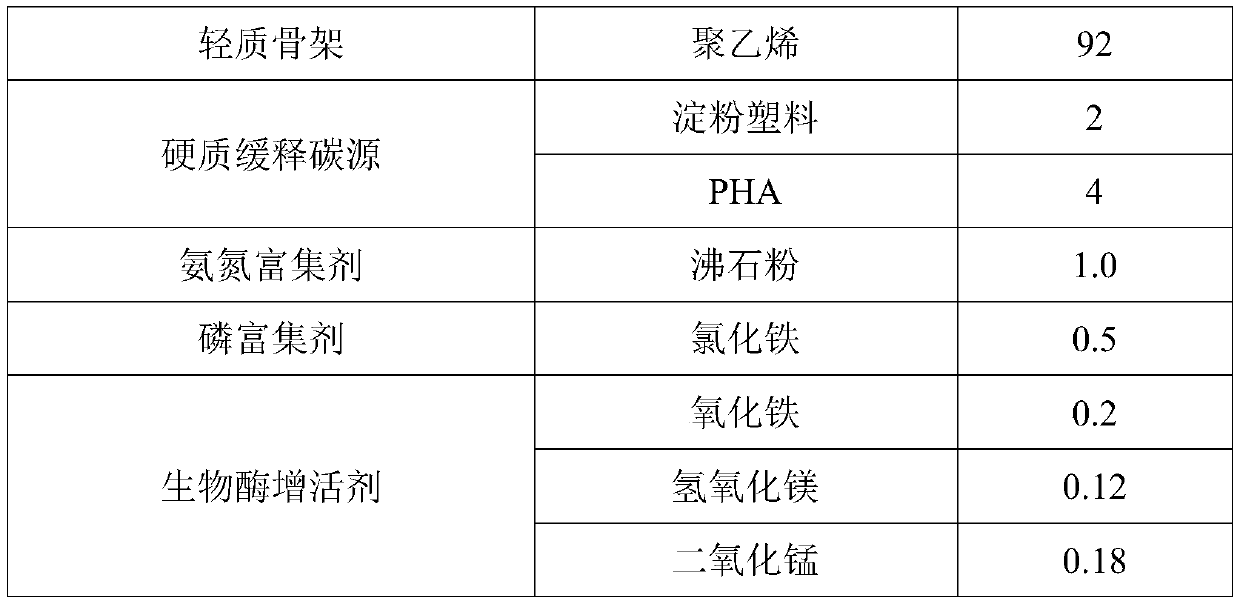 Fluidized bed filler with reinforced denitrification function and preparation method thereof