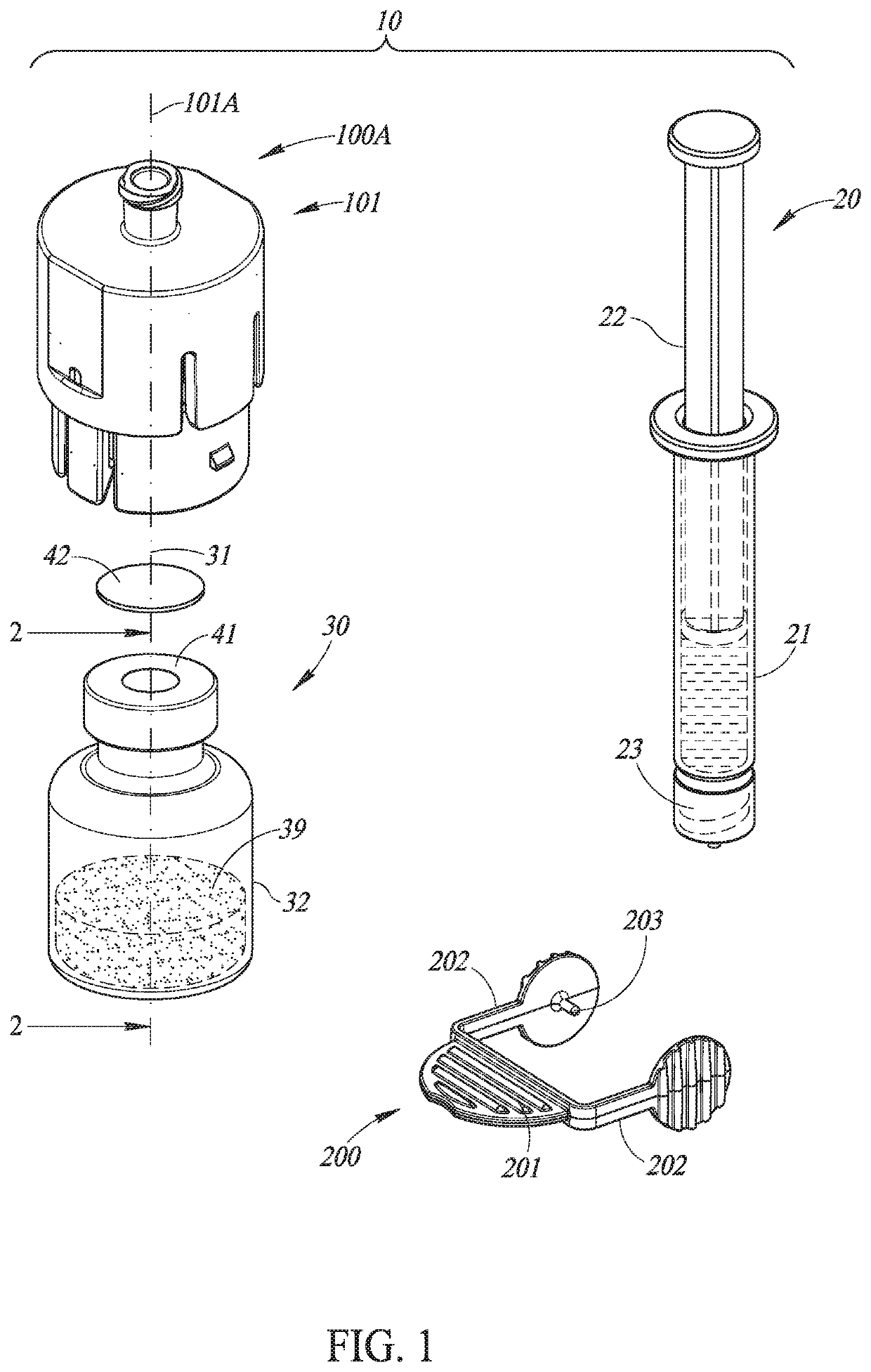 Liquid drug transfer devices for use with intact discrete injection vial release tool