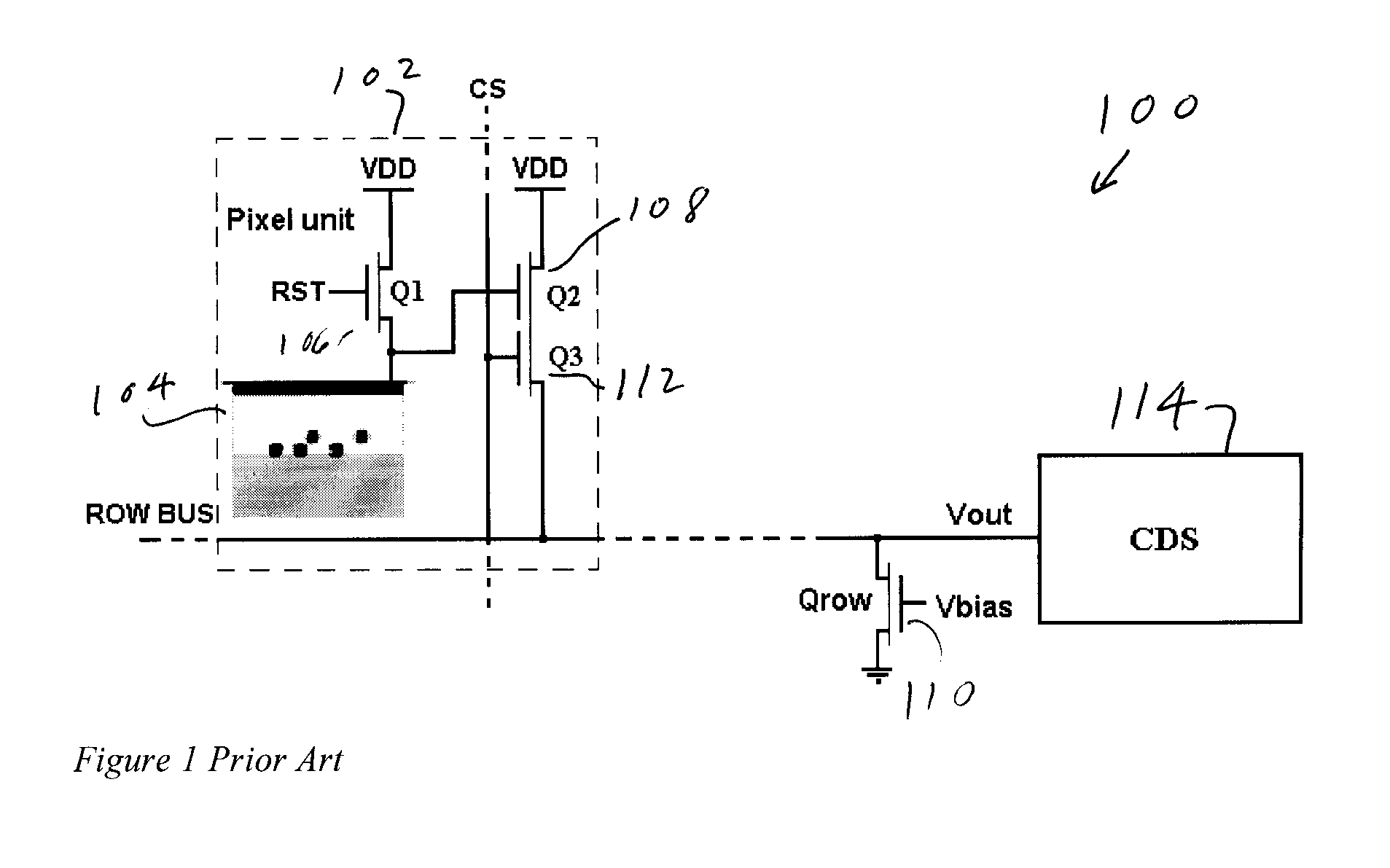 CMOS image sensor readout employing in-pixel transistor current sensing