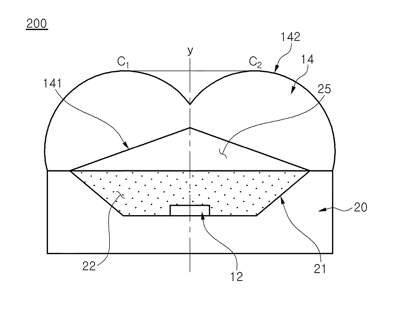 Aspherical LED lens and light emitting device including the same