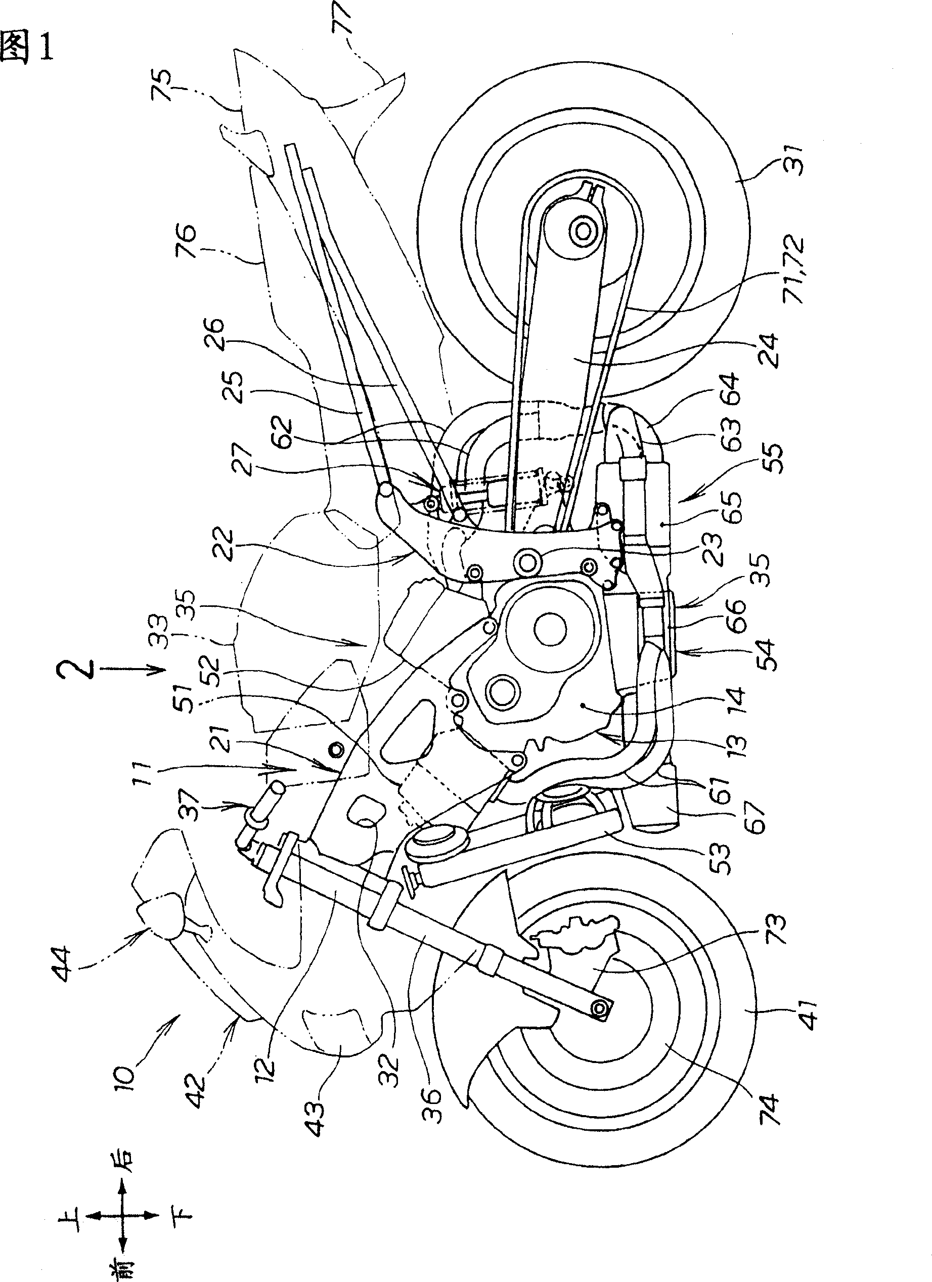 Body frame of motorcycle