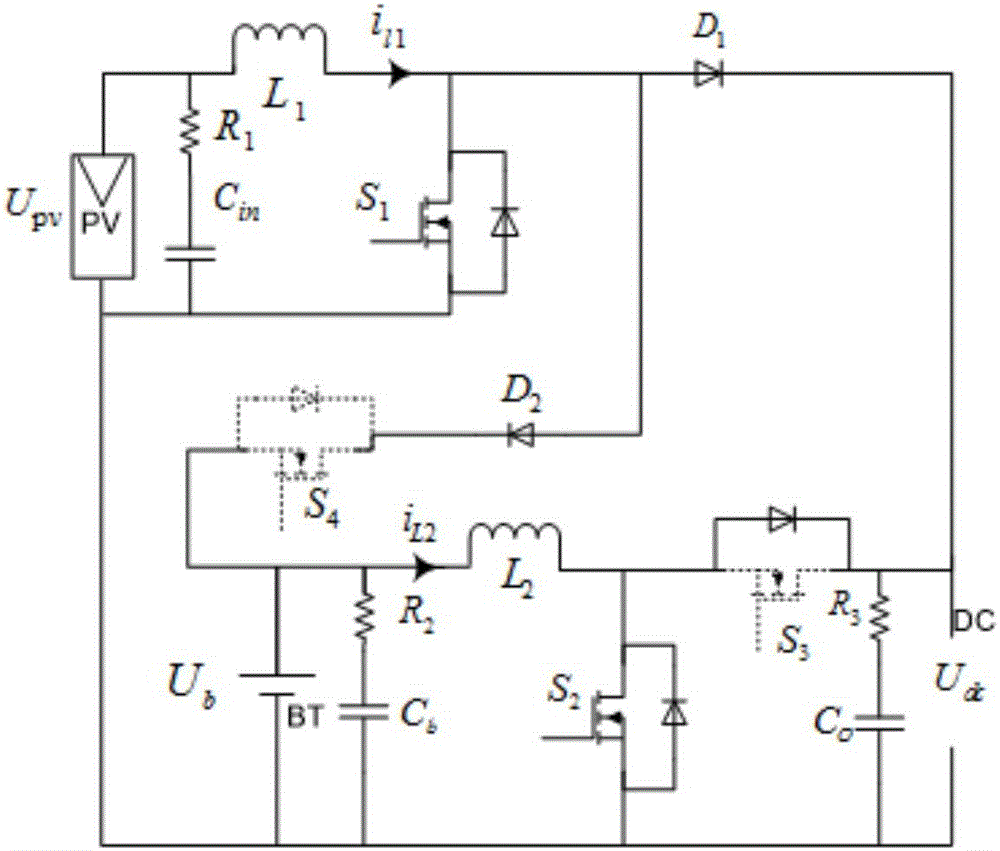 Non-isolated three-port DC-DC converter and use method thereof