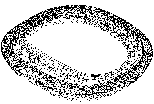 Large opening car spoke type cable supported grid structure