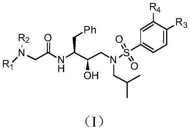 Tertiary amine analogical peptide derivative and application of tertiary amine analogical peptide derivative in inhibiting HIV-1 protease