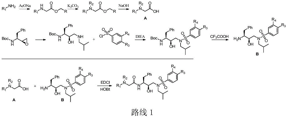 Tertiary amine analogical peptide derivative and application of tertiary amine analogical peptide derivative in inhibiting HIV-1 protease