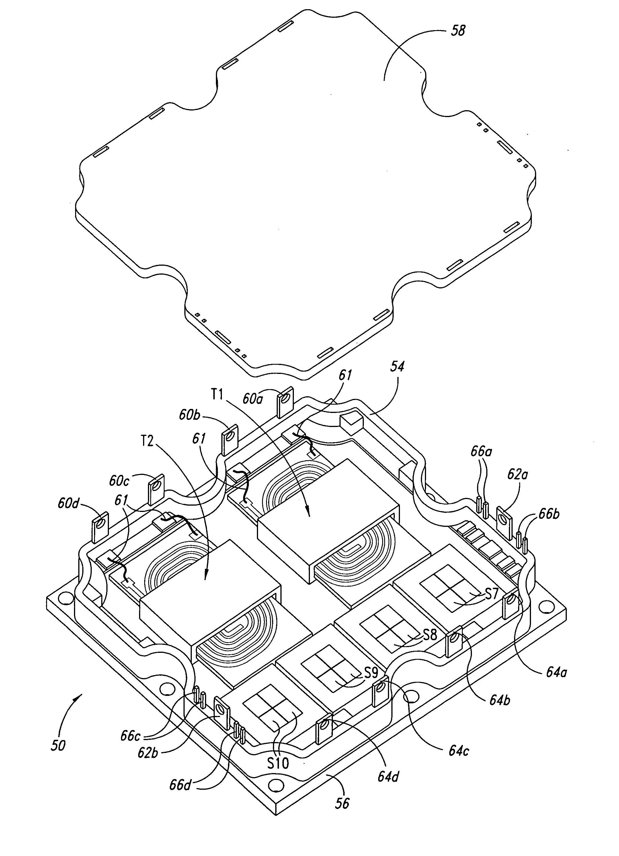 Integration of planar transformer and/or planar inductor with power switches in power converter