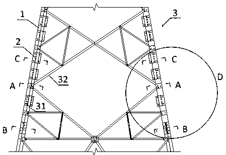 Crossed reinforcing device for power transmission tower