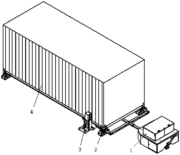 Traction row wheel type container carrying system