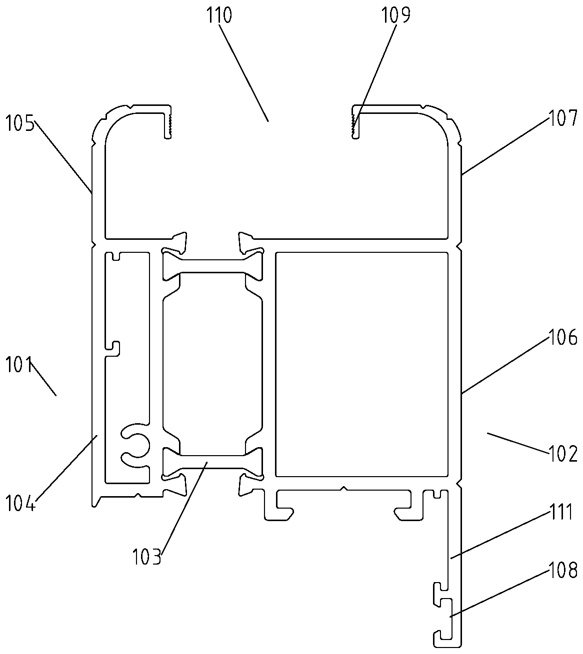 Aluminum alloy door leaf closing section component