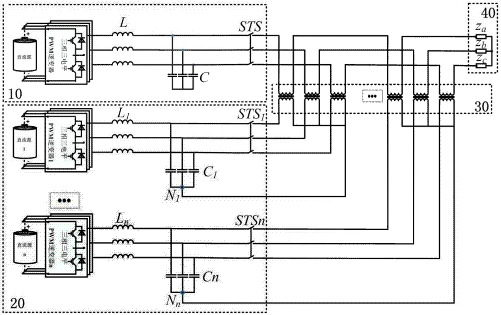 High-power power grid simulator topological structure applied to MW grade