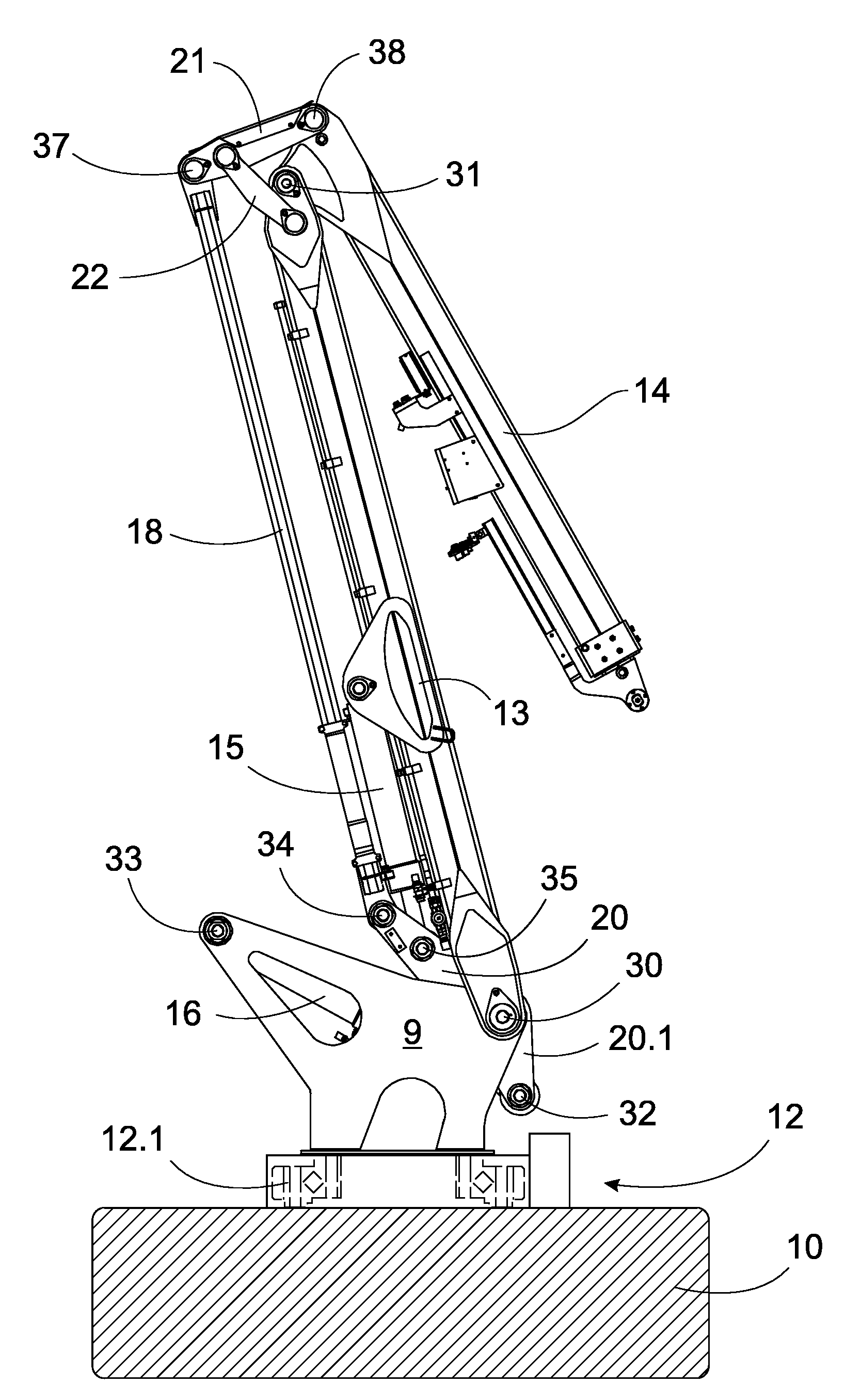 Harvester crane