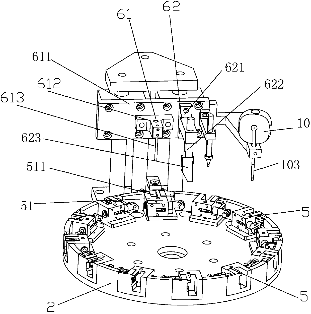 Equipment for assembling atomizing nozzle and pressing nozzle of aerosol valve