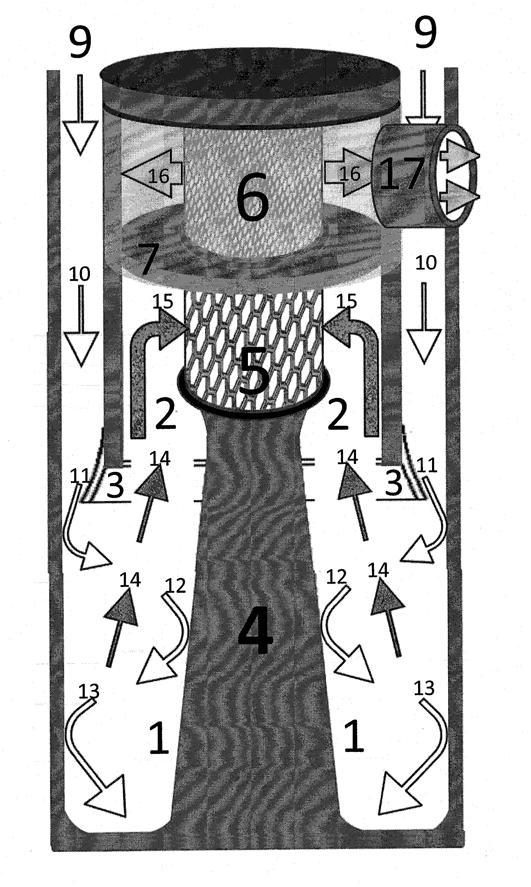 Separation, sedimentation and segregation chamber with dual pore-size filter