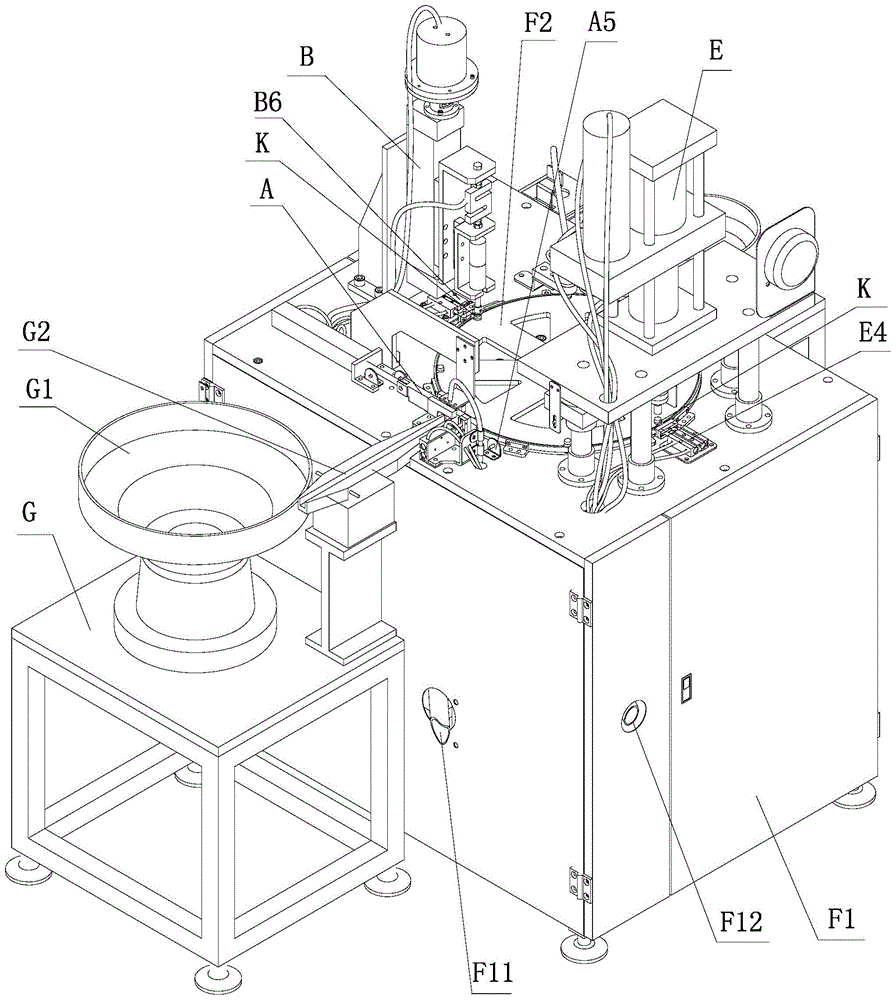 Feeding, cleaning, gasket installing and closing-in integrated machine for fire work columnar shells