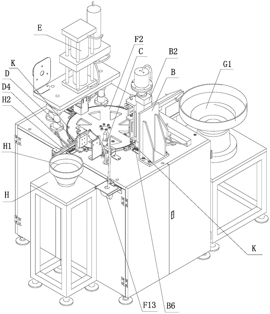 Feeding, cleaning, gasket installing and closing-in integrated machine for fire work columnar shells