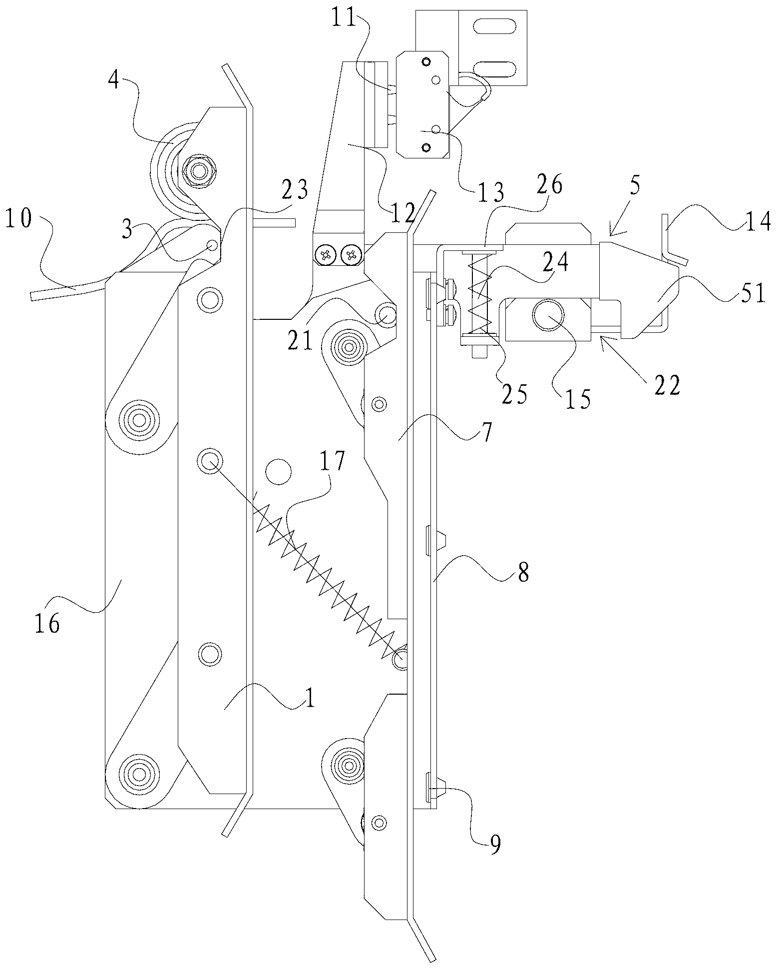 Integrated car door lock and asynchronous door knife device of elevator