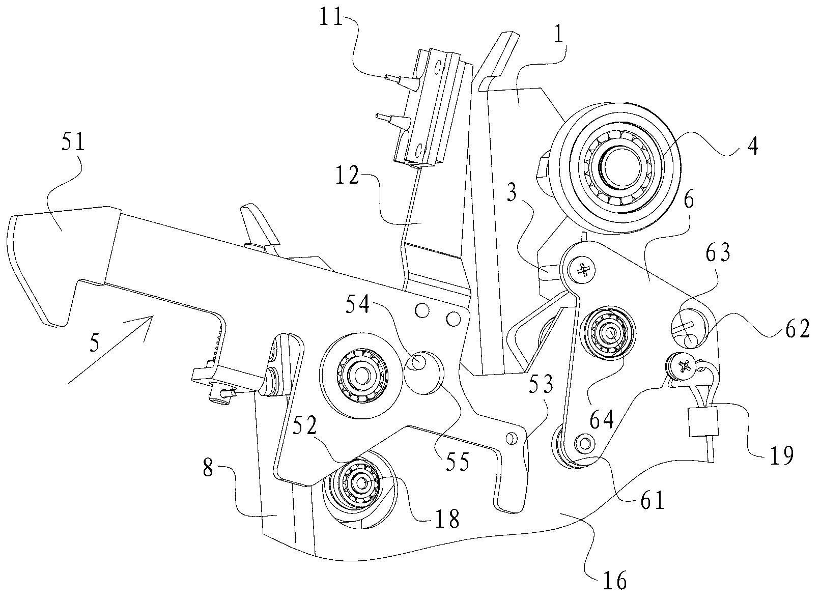 Integrated car door lock and asynchronous door knife device of elevator