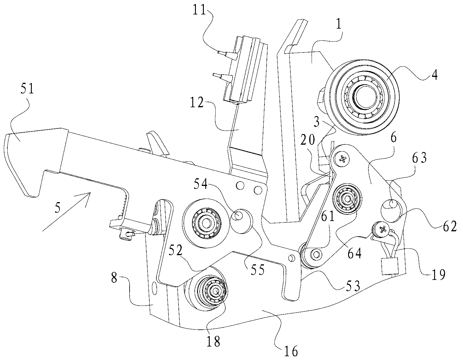 Integrated car door lock and asynchronous door knife device of elevator