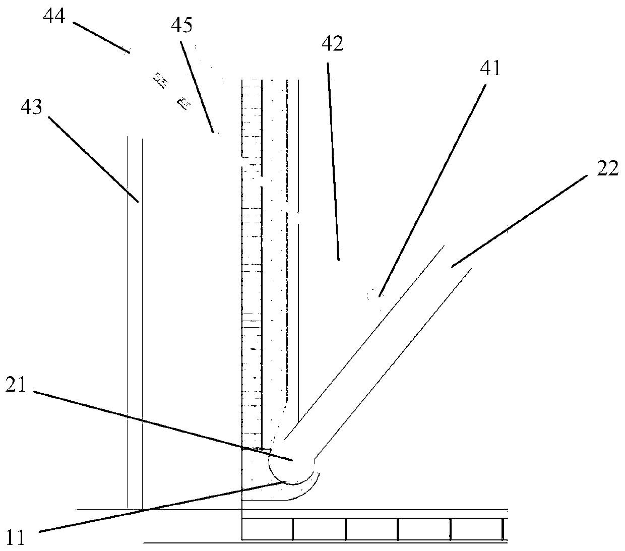 A furnace arch of an industrial floor-fired boiler with adjustable angle