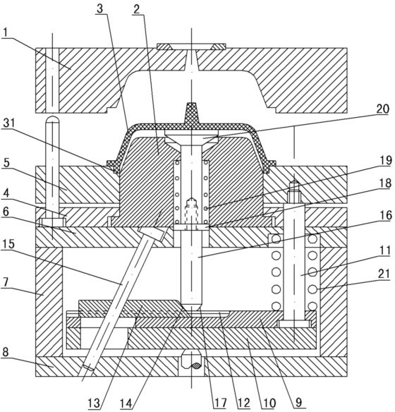 Inclined guide pillar slide block type secondary demolding mechanism of injection mold