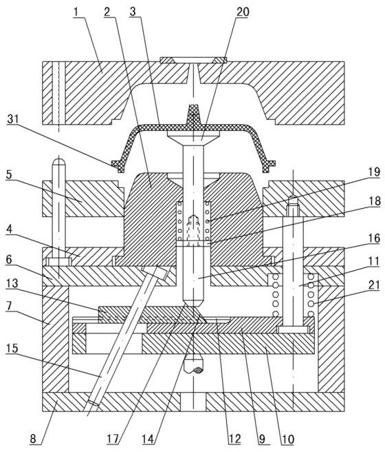 Inclined guide pillar slide block type secondary demolding mechanism of injection mold