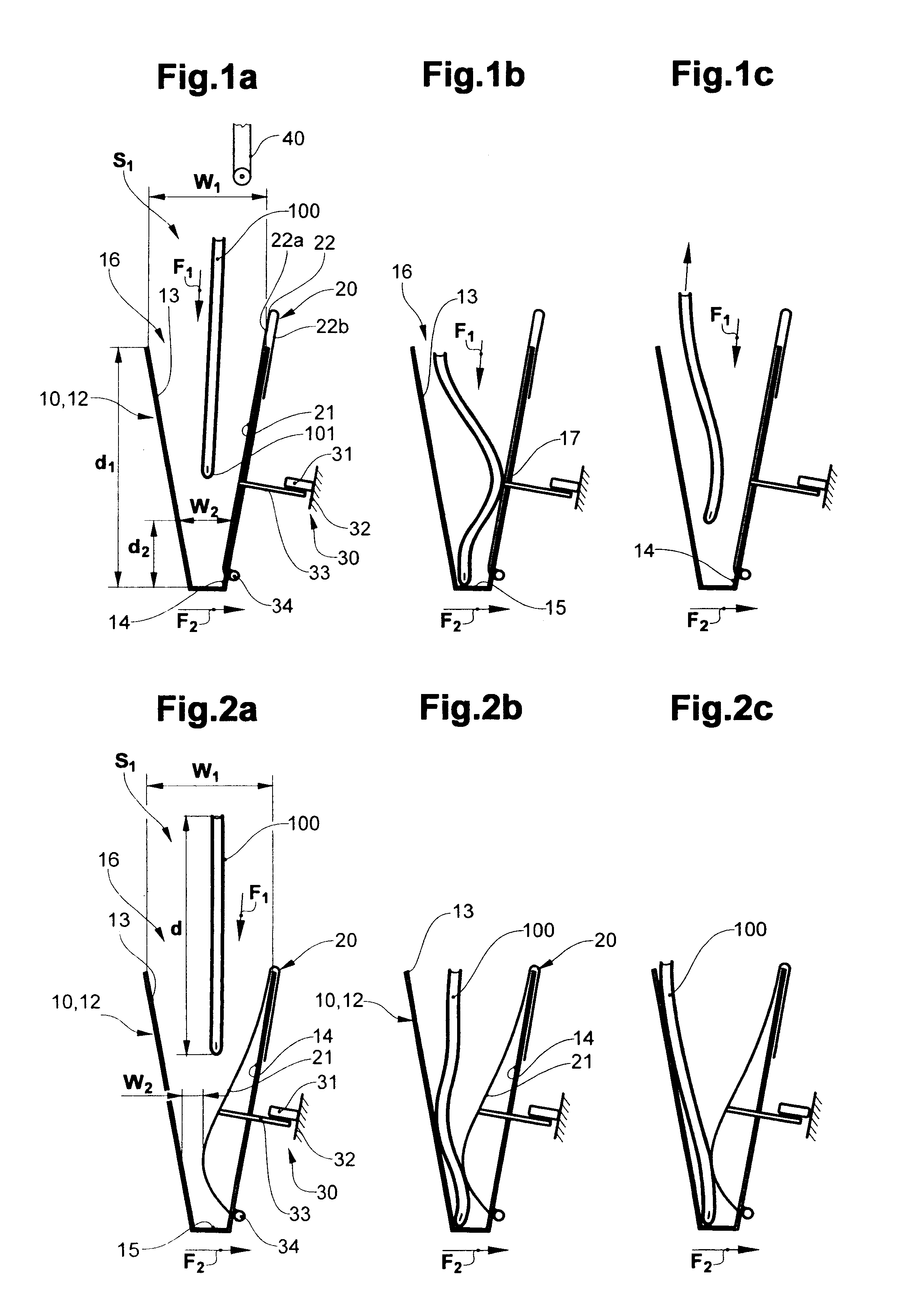 Device and method for taking over flexible, flat objects