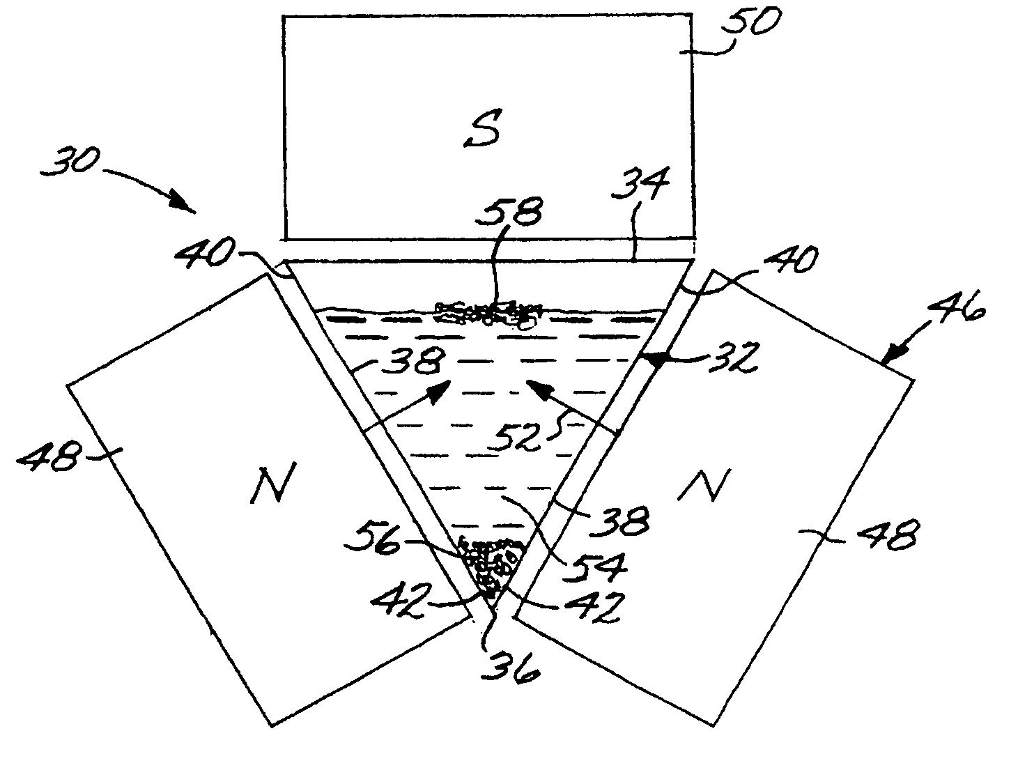 Method for magnetic/ferrofluid separation of particle fractions