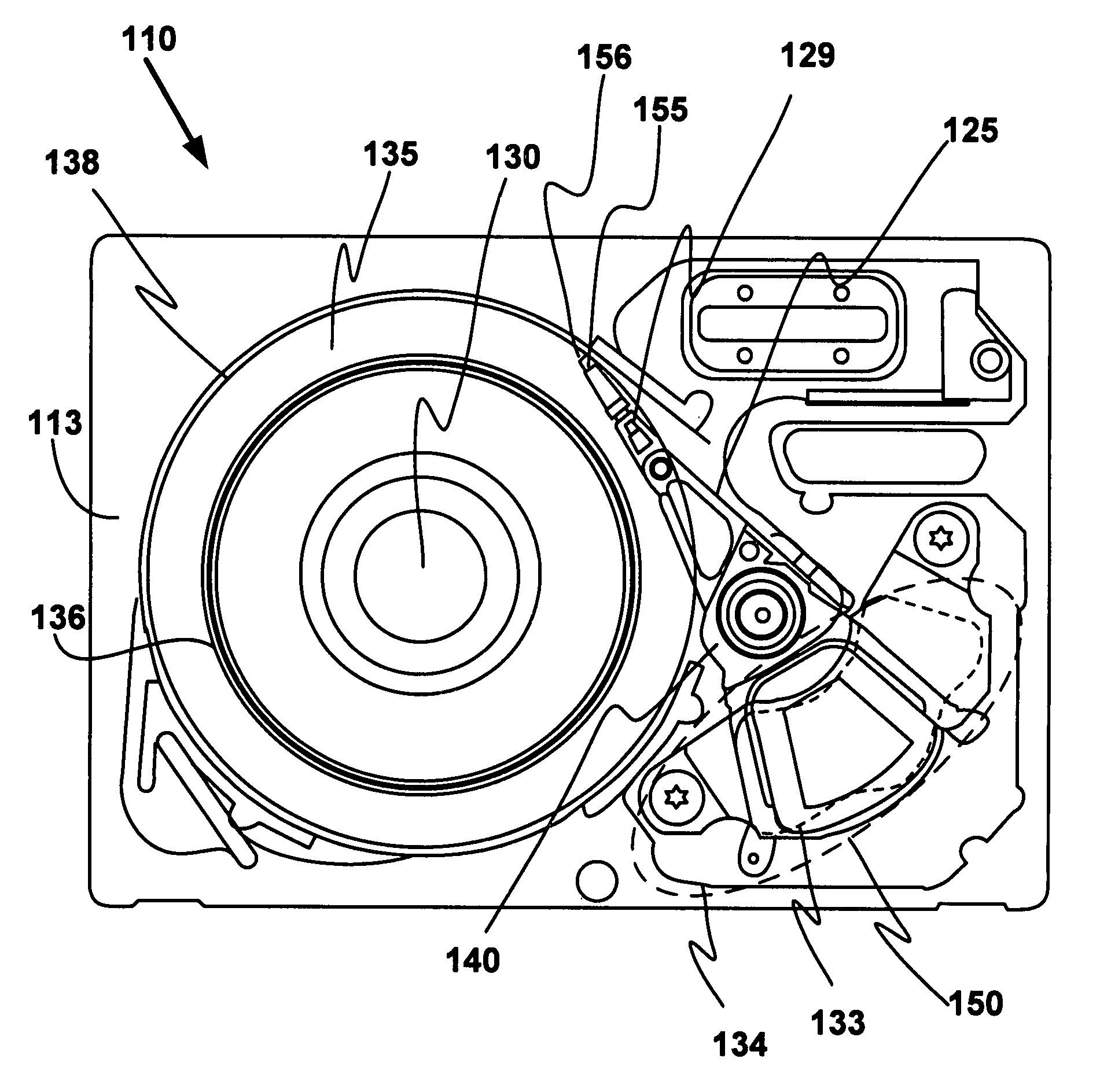 Plurality of non-magnetic dampers on a voice coil yoke arm