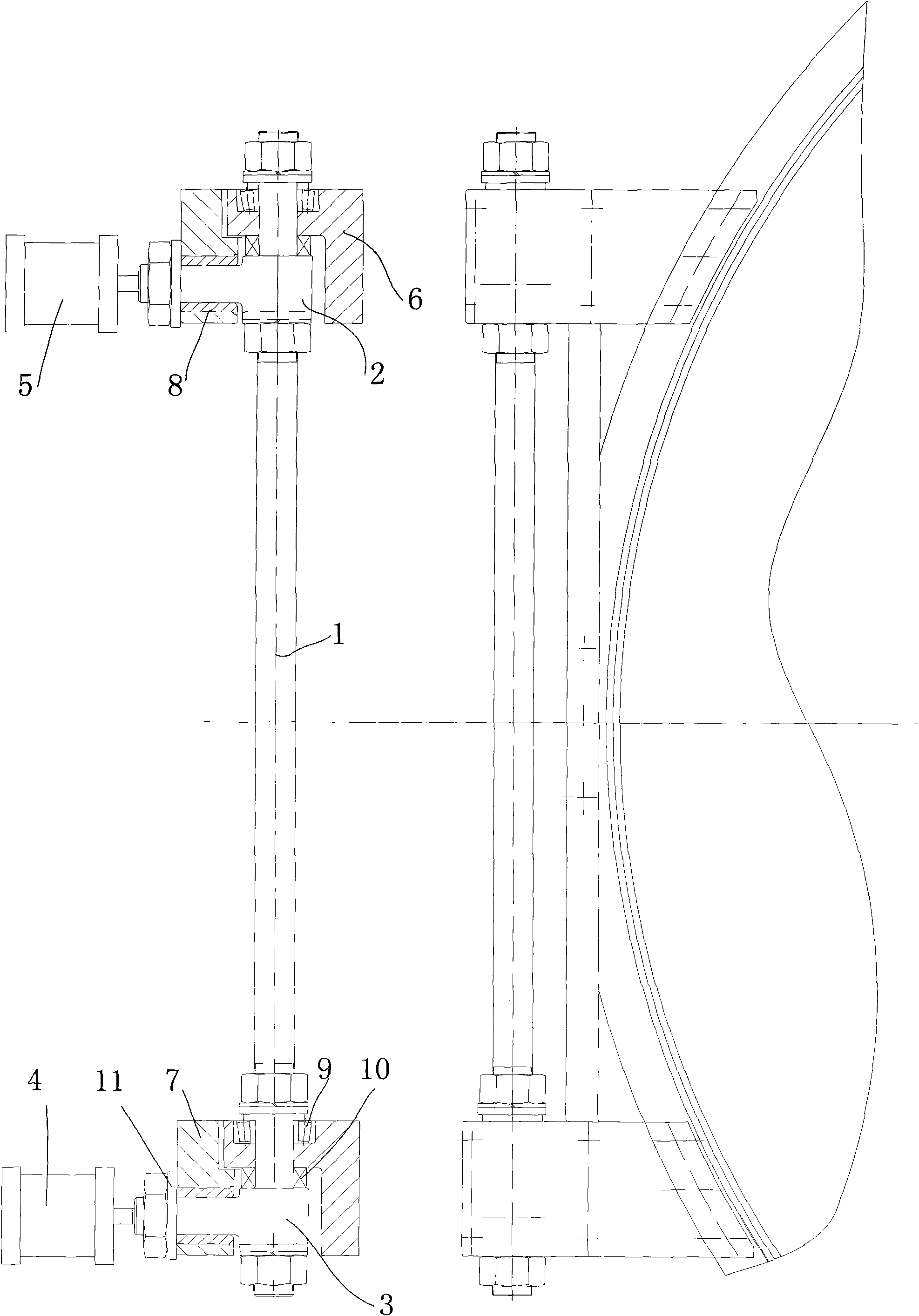 Double-cylinder articulated gate mechanism