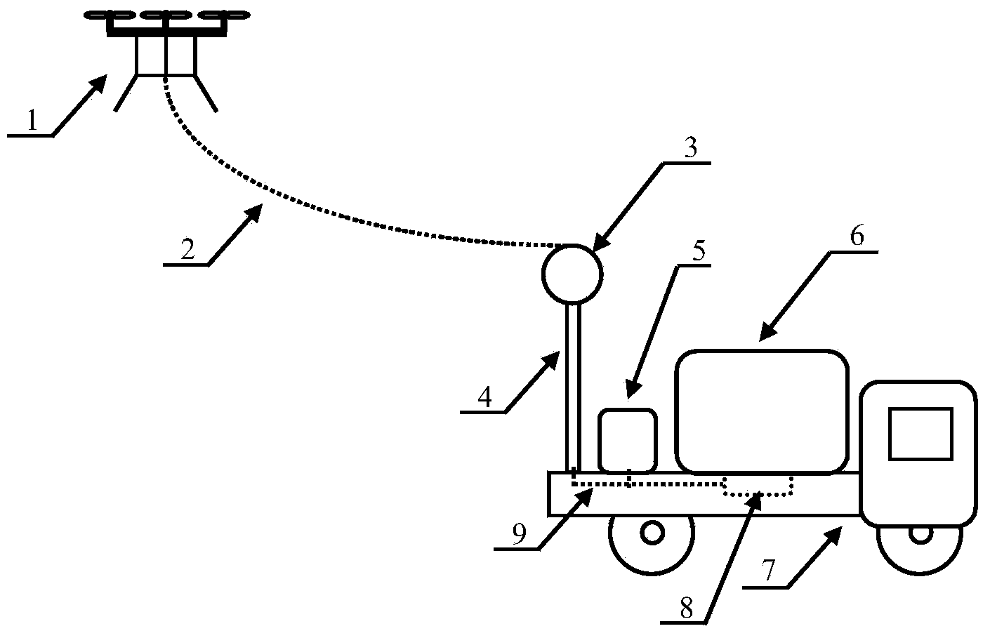 Air-ground combined agricultural spraying device and application thereof