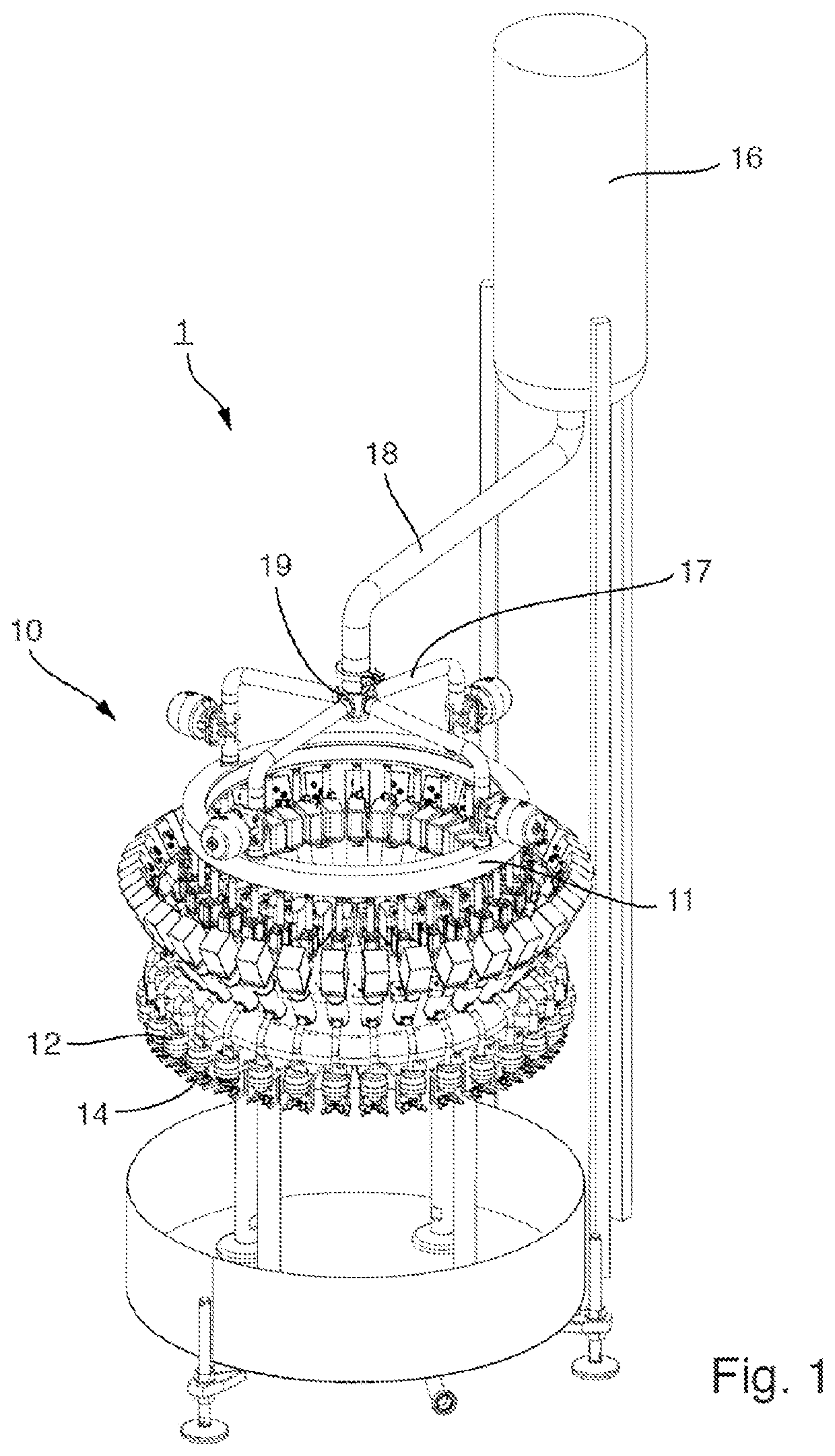 Method for filling containers with a filling product