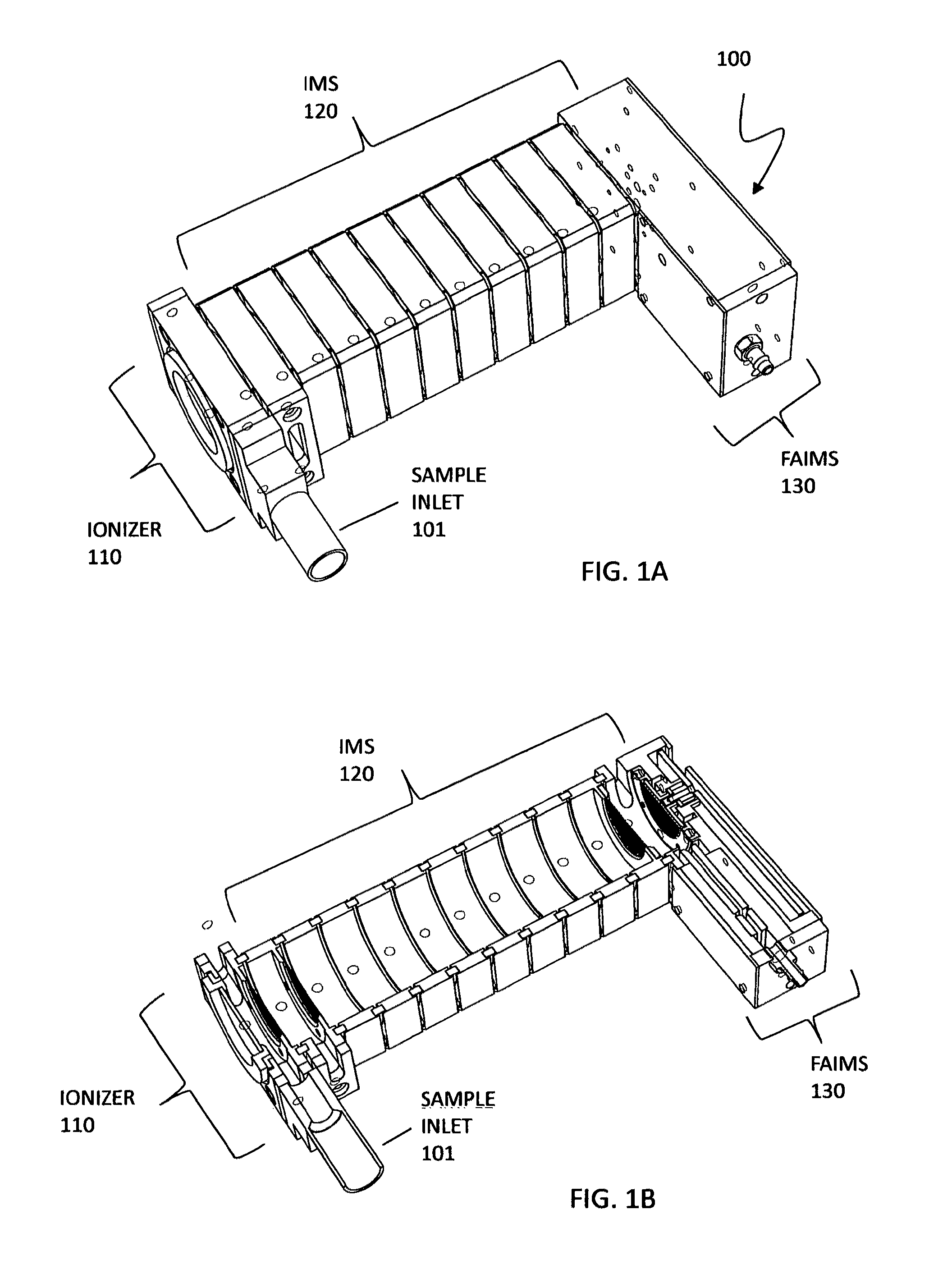 Ion mobility spectrometer device with embedded faims