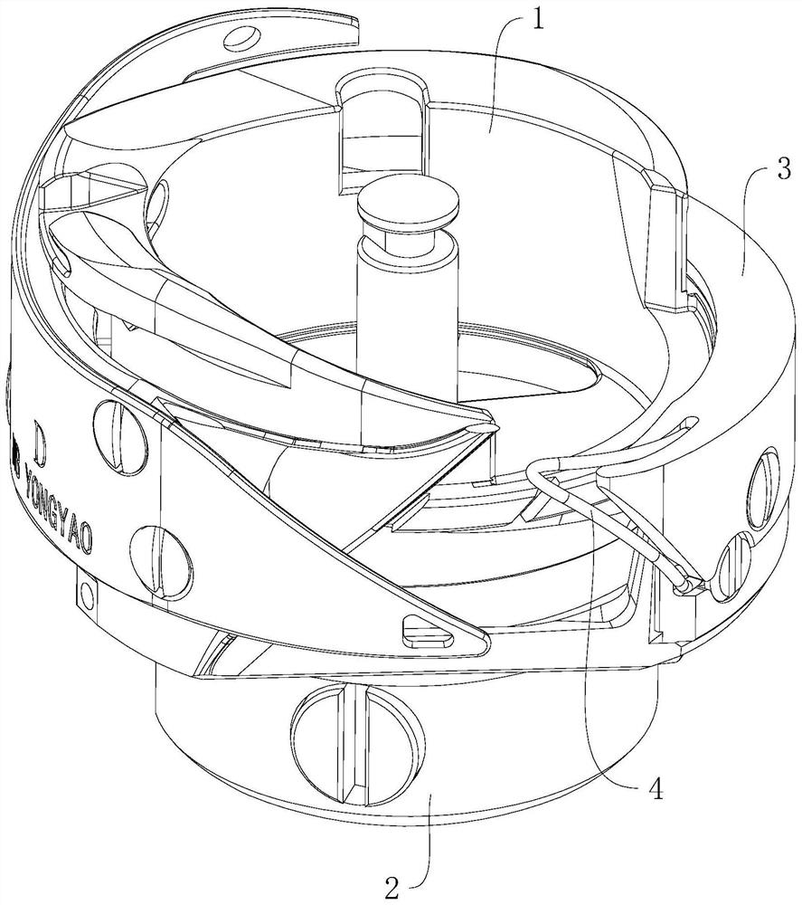 Inner shuttle pressing plate and rotating shuttle