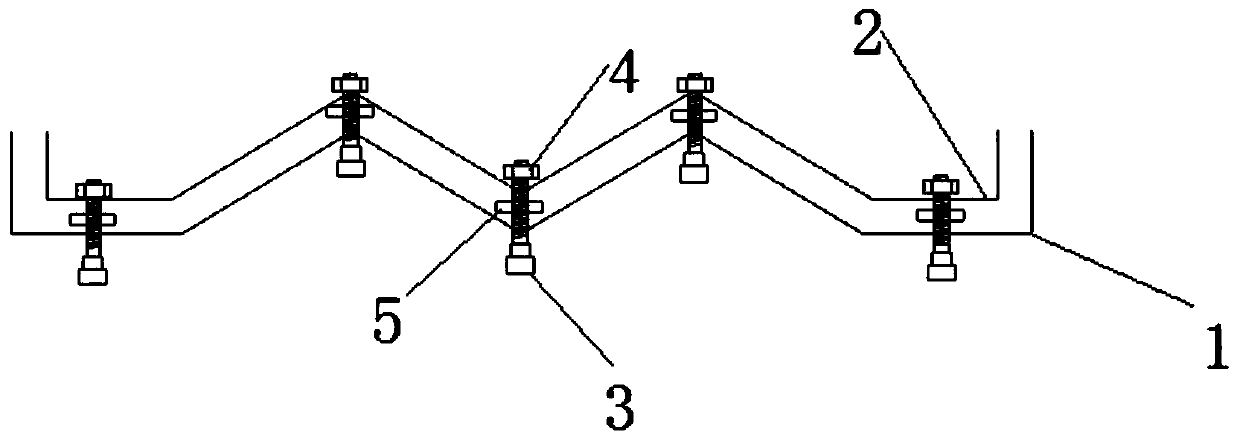 Connecting structure for internal assembling of corrugated plates and connecting method of connecting structure