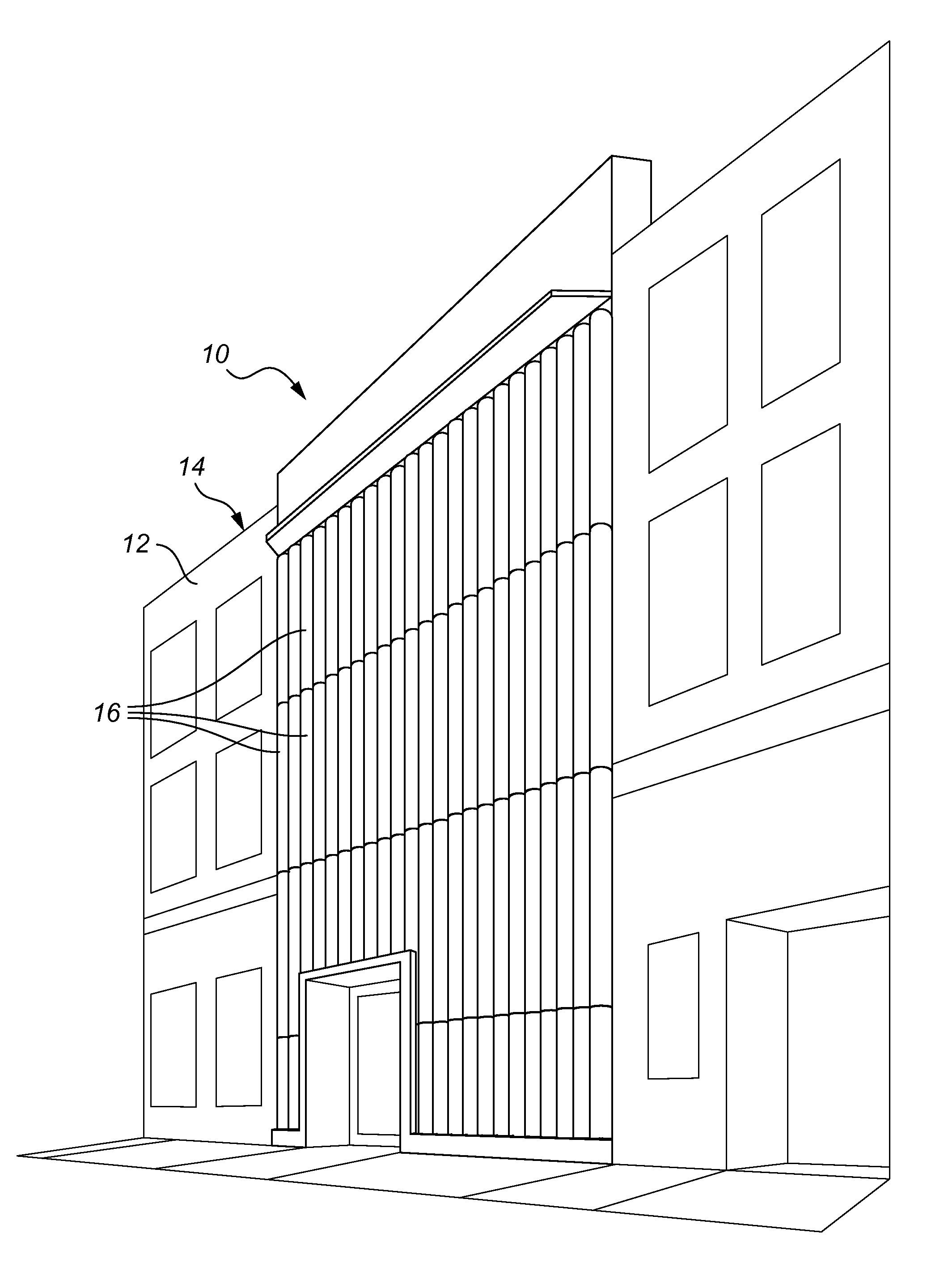 Modular, self supporting exterior enclosure system with insulating, evacuated tubes having solar collector rods