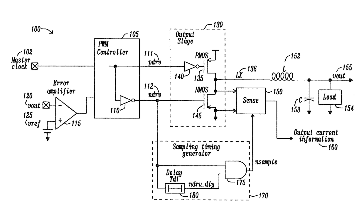 Output current monitor circuit for switching regulator