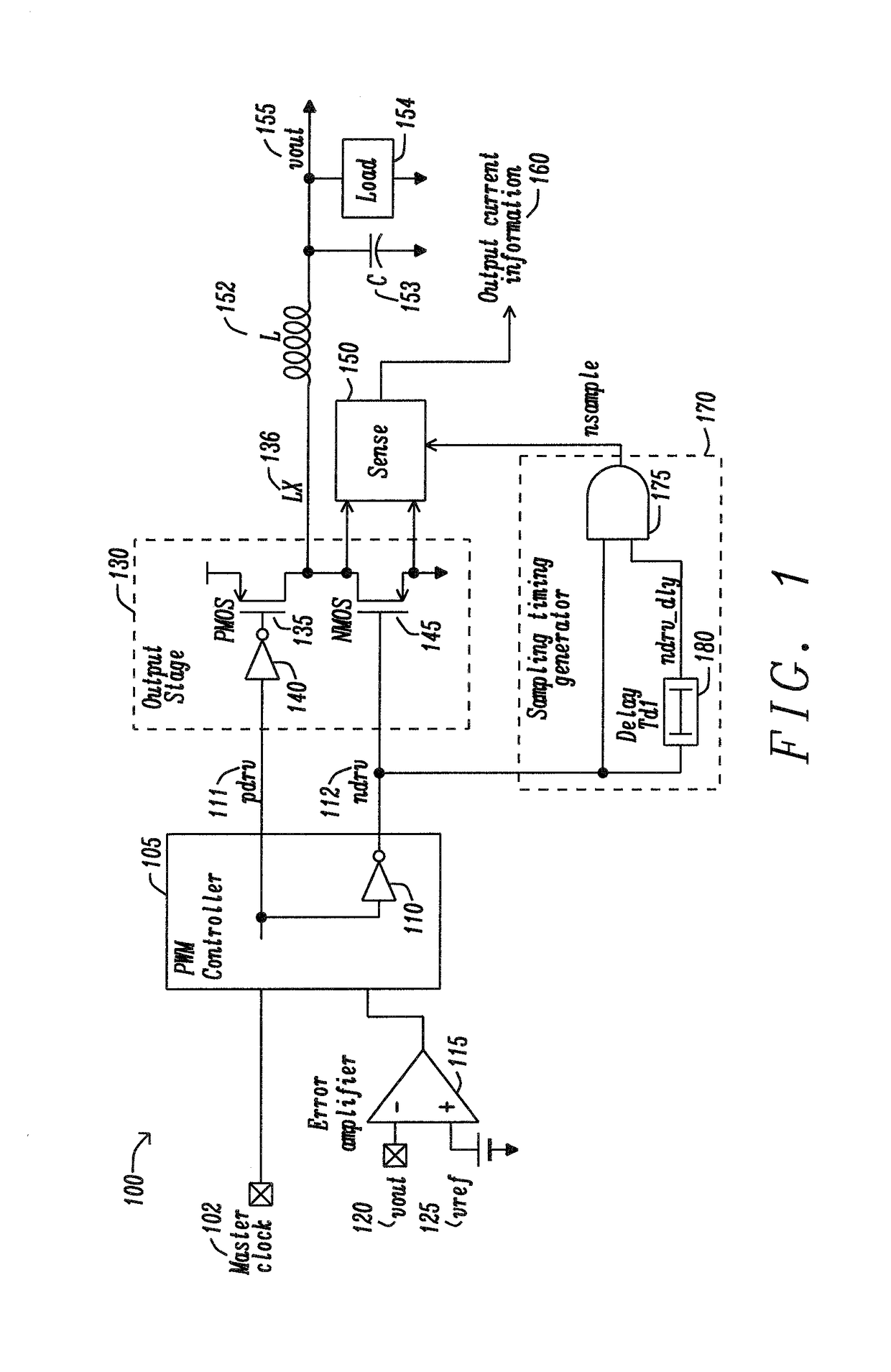 Output current monitor circuit for switching regulator