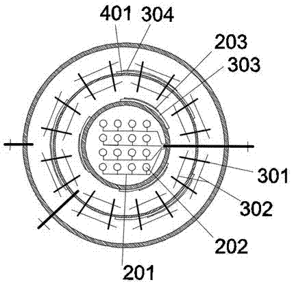 Sleeve type bubbling-humidifying seawater desalinating device