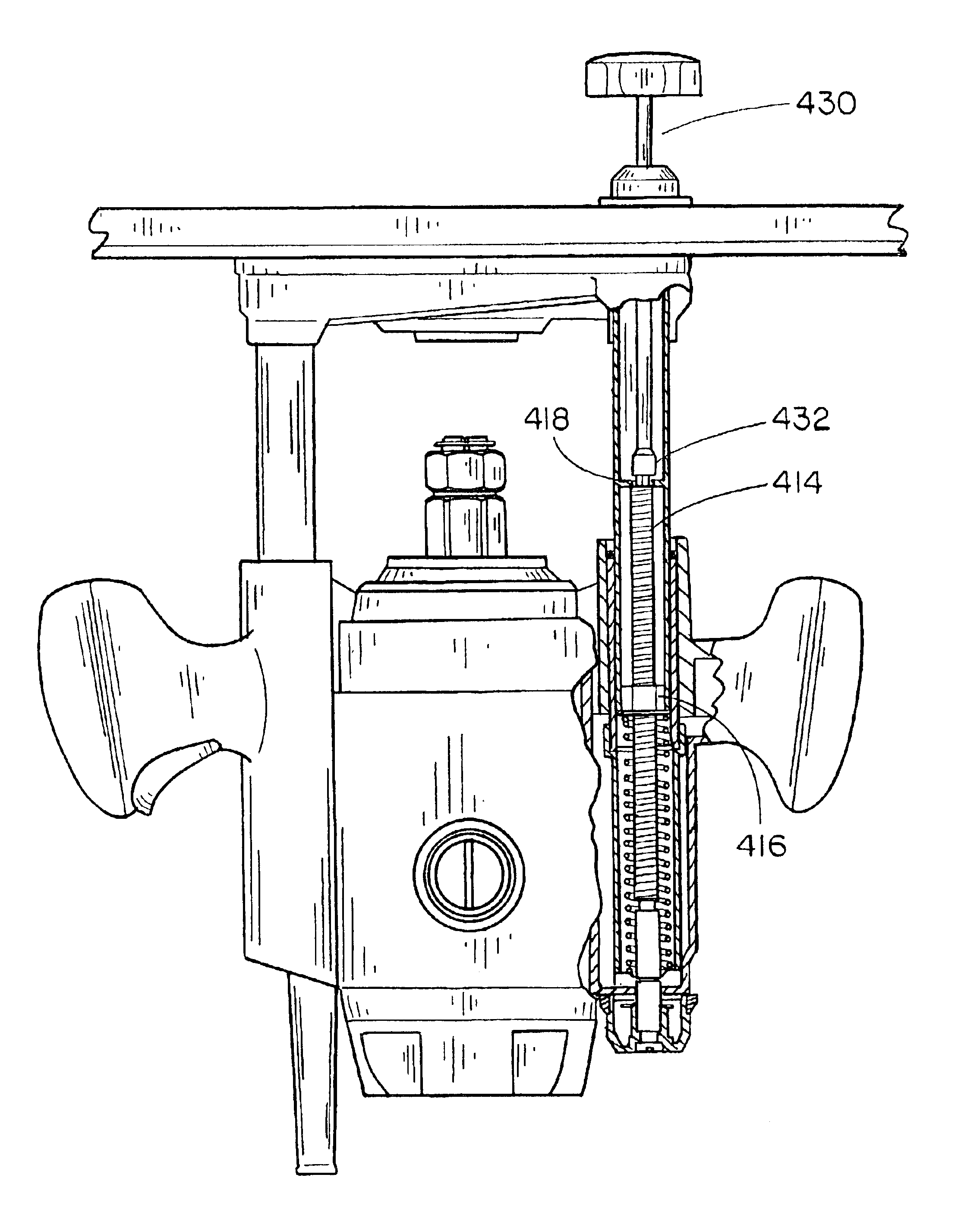 Router plunge depth adjustment mechanism