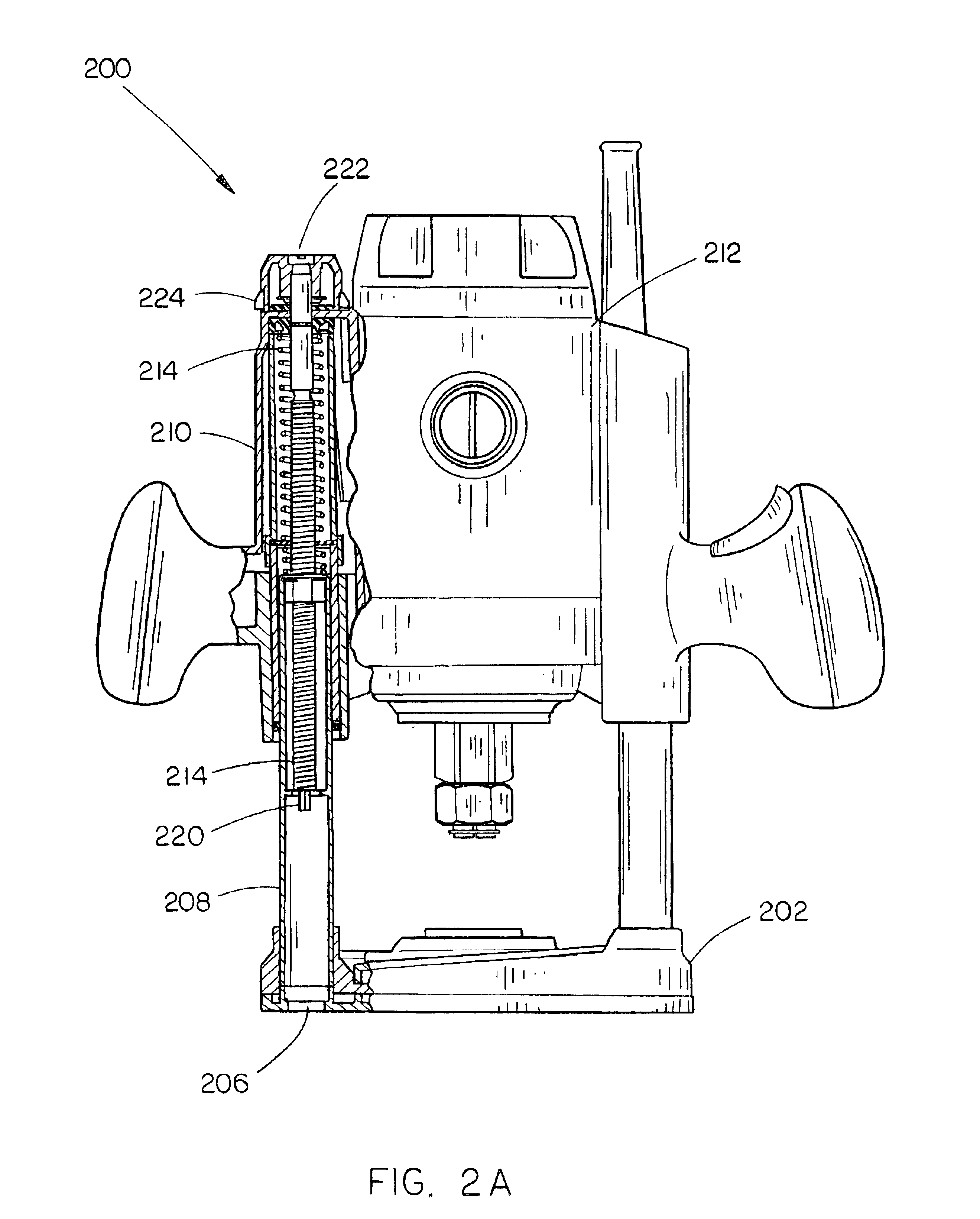 Router plunge depth adjustment mechanism