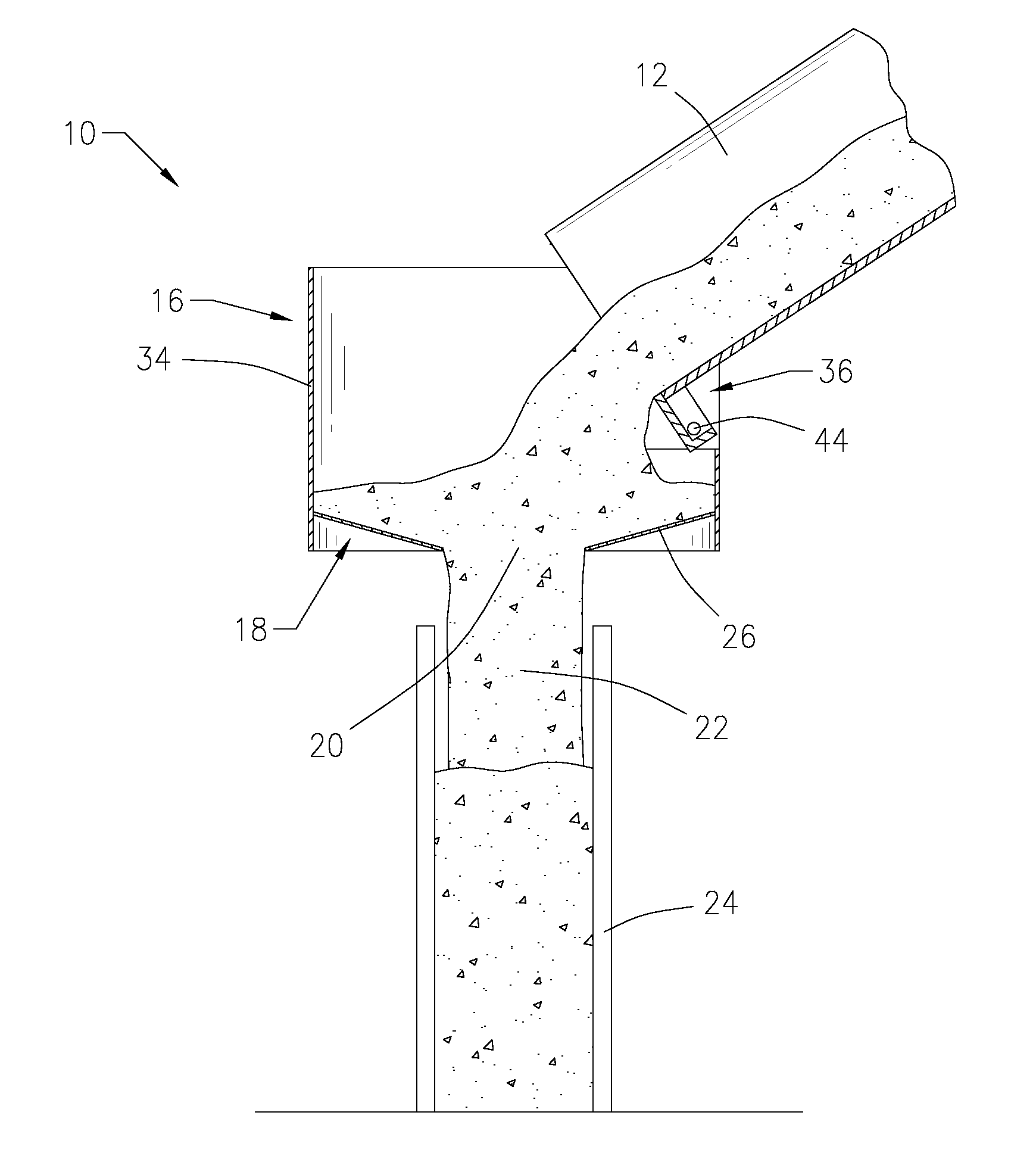 Concrete funnel and placement system