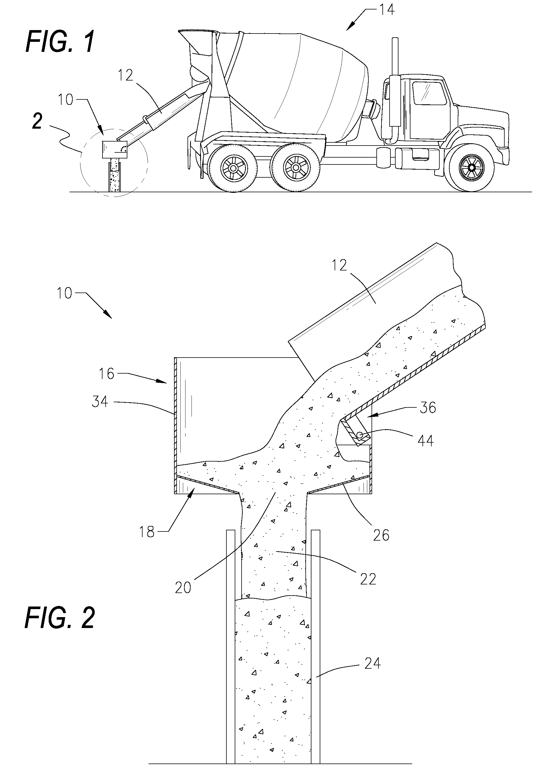 Concrete funnel and placement system