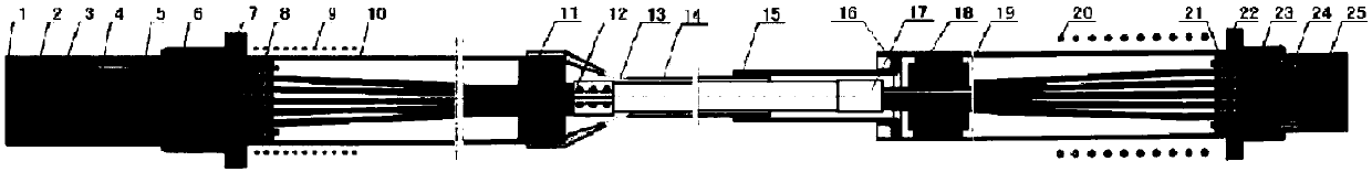 Construction process of filling type epoxy coating steel strand inhaul cables