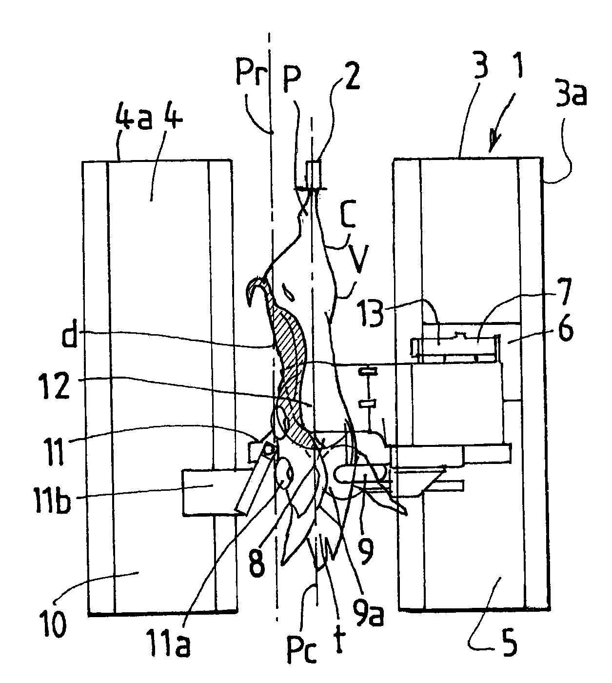 Driving of a splitting tool holder for an animal carcass splitting machine