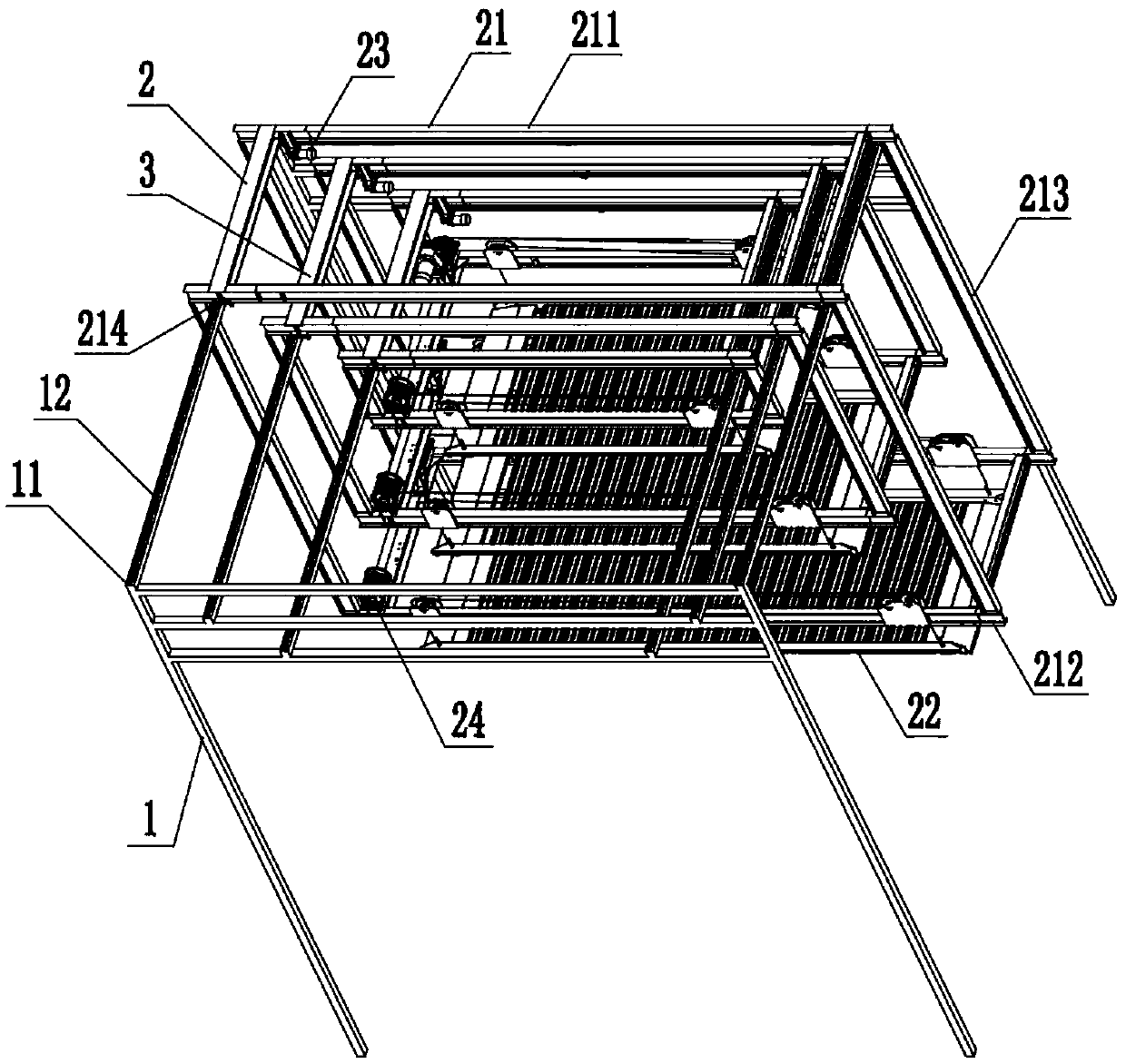 High-dome inlaid longitudinal column transverse moving parking method and device