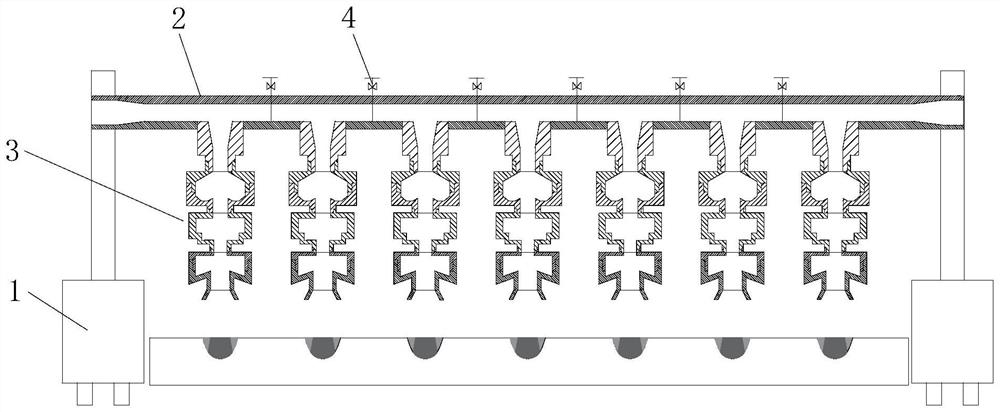 Non-submerged cavitation water jet device and method for efficiently eliminating welding residual stress