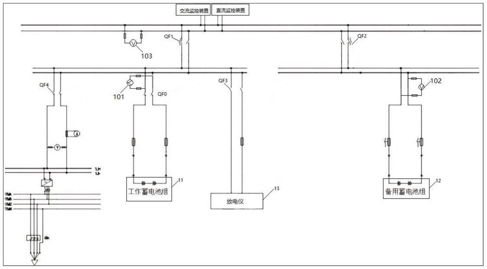 Switching device and method for realizing storage battery charging and discharging test