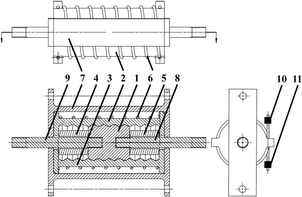 Large-travel active adjusting damper of SMA wire split sleeve